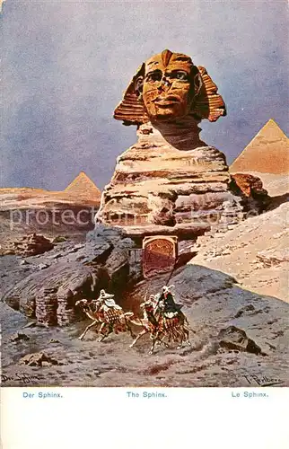 AK / Ansichtskarte  Gizeh_Giza_Egypt Sphinx Kuenstlerkarte Serie 672 aegypten I No. 1 