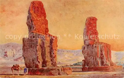 AK / Ansichtskarte  Thebes__Theben_Egypt Les Colosses de Thèbes Kuenstlerkarte 