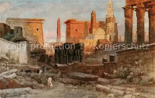 AK / Ansichtskarte 73804539 Luxor_Louqsor_Louksor_Egypt Tempel Kuenstlerkarte 