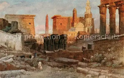 AK / Ansichtskarte  Luxor_Louqsor_Louksor_Egypt Tempel Kuenstlerkarte 