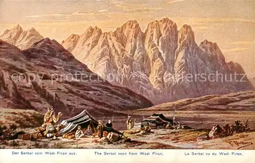 AK / Ansichtskarte 73804544 Wadi-Firan_Egypt Der Serbal Gebirge Perlberg Kuenstlerkarte 