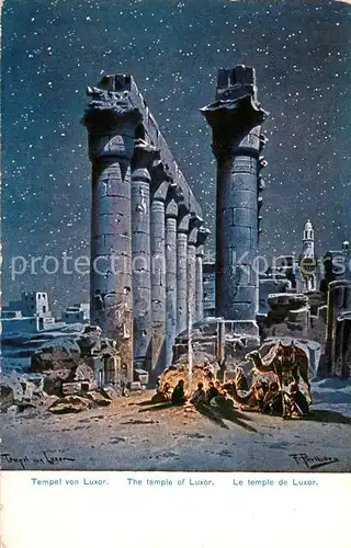 AK / Ansichtskarte 73804547 Luxor_Louqsor_Louksor_Egypt Tempel bei Nacht Kuenstlerkarte Serie 672 aegypten I No. 5 