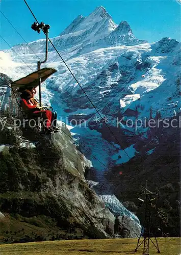 AK / Ansichtskarte 73804619 Sessellift_Chairlift_Telesiege Grindelwald Schreckhorn 