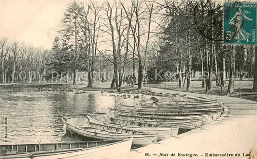 AK / Ansichtskarte Bois_de_Boulogne_Paris Embarcadere du Lac 