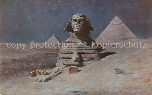 AK / Ansichtskarte  Gizeh_Giza_Egypt Sphinx Kuenstlerkarte 