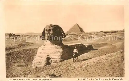 AK / Ansichtskarte 73804721 Cairo_Egypt The Sphinx and the Pyramid Cairo Egypt