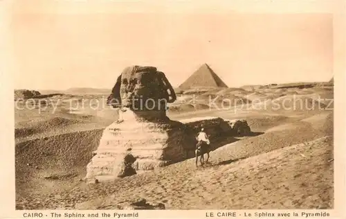 AK / Ansichtskarte  Cairo_Egypt The Sphinx and the Pyramid Cairo Egypt