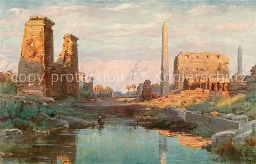AK / Ansichtskarte 73804751 Karnak_Egypt Die Ruinen von Karnak und der heilige See Karnak Egypt