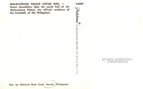 AK / Ansichtskarte 73804814 Manila__Philippines Malacanang Palace Social Hall 