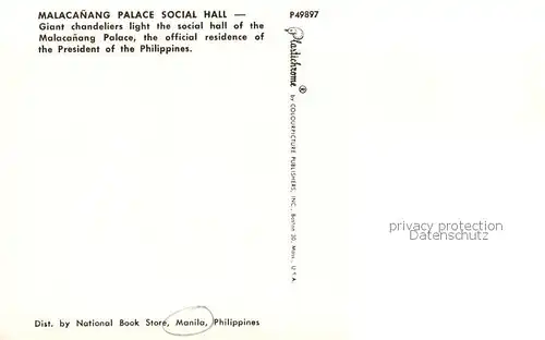 AK / Ansichtskarte  Manila__Philippines Malacanang Palace Social Hall 