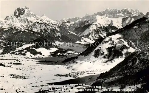 AK / Ansichtskarte  Tannheim_Tirol_AT Panorama mit Rote Flueh Gimpel und Zugspitze 