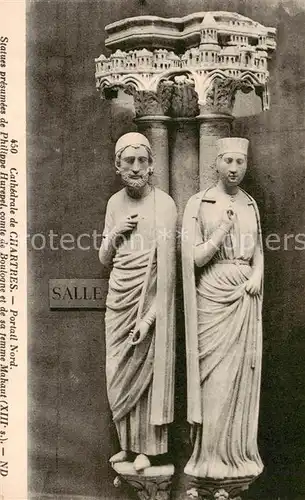 AK / Ansichtskarte Chartres_28 Cathedrale de Chartres Portail Nord Statues presumees de Philippe Hurepel comte de Boulogne et de sa femme Mahaut 