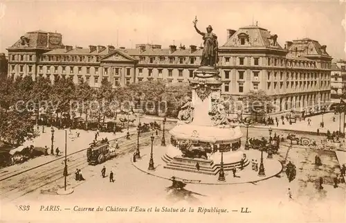 AK / Ansichtskarte Paris_75 Caserne du Chateau dEau et la Statue de la Republique 