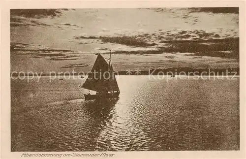 AK / Ansichtskarte  Steinhuder_Meer_Wunstorf Abendstimmung mit Segelboot 