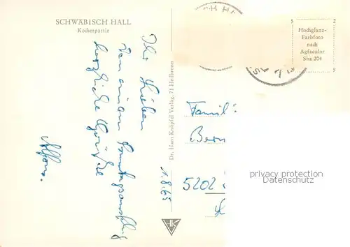 AK / Ansichtskarte  Schwaebisch_Hall Kocherpartie Schwaebisch Hall