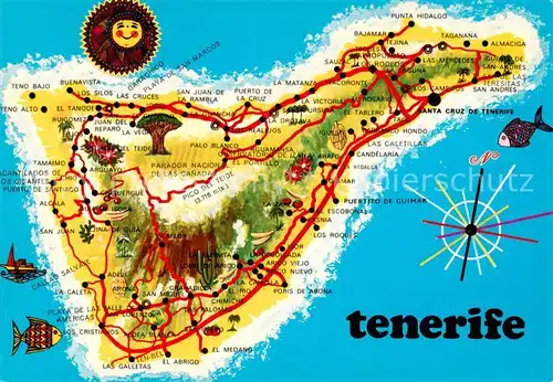 AK / Ansichtskarte 73805049 Tenerife_Islas_Canarias_Spanien_ES Inselkarte 