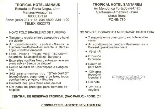 AK / Ansichtskarte  Santarem_Brazil Tropical Hotel in Santarem and Manaus 