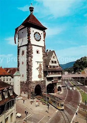 AK / Ansichtskarte  Freiburg_Breisgau Schwabentor Strassenbahn Freiburg Breisgau