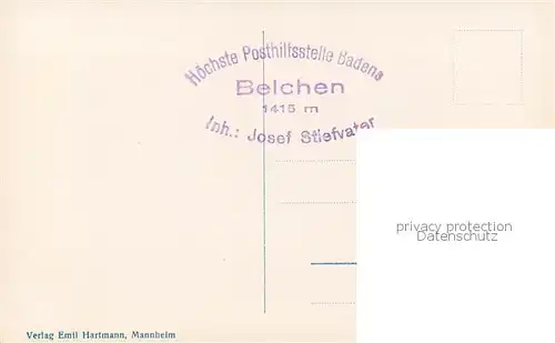 AK / Ansichtskarte  Belchen_Baden Partie am Hochkelchfelsenweg Belchen_Baden