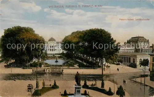 AK / Ansichtskarte  Wiesbaden Kurhaus und Kurhaus Platz Nassauisches Landestheater Wiesbaden