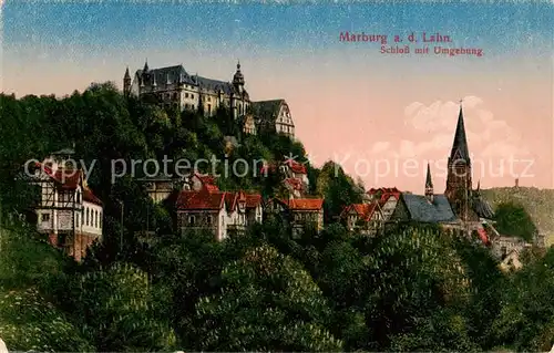 AK / Ansichtskarte 73805325 Marburg_Lahn Schloss mit Umgebung Marburg_Lahn