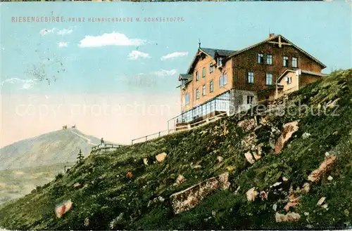 AK / Ansichtskarte 73805353 Riesengebirge_Boehmischer_Teil Prinz Heinrich Baude mit Schneekoppe 