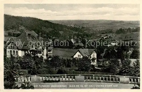 AK / Ansichtskarte  Bad_Flinsberg_Swieradow_Zdroj_PL Blick ins Tal mit Haus Saxonia und Cafe Ilse 