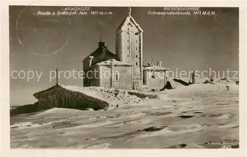 AK / Ansichtskarte  Riesengebirge_Boehmischer_Teil Schneegrubenbaude 