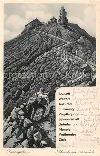 AK / Ansichtskarte 73805409 Riesengebirge_Boehmischer_Teil Schneekoppe 