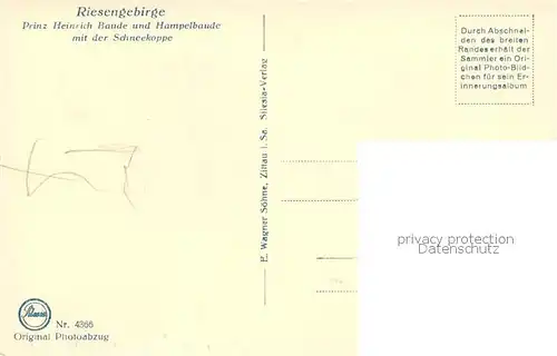 AK / Ansichtskarte 73805414 Riesengebirge_Boehmischer_Teil Prinz Heinrich Baude und Hampelbaude mit Schneekoppe 