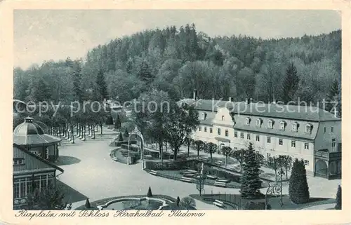 AK / Ansichtskarte  Kudowa-Zdroj_Bad_Kudowa_Niederschlesien Kurplatz mit Schloss 