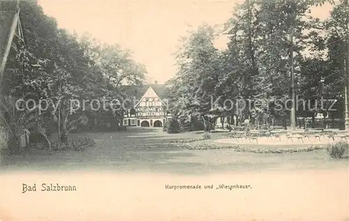 AK / Ansichtskarte 73805455 Bad_Salzbrunn_Szczawno-Zdroj_PL Kurpromenade und Wiesenhaus 