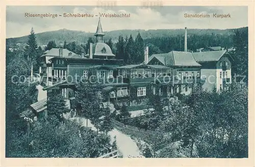 AK / Ansichtskarte 73805477 Schreiberhau_Szklarska_Poreba_Riesengebirge_PL Weissbachtal Sanatorium Kurpark 