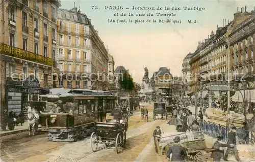 AK / Ansichtskarte Paris_75 Jonction de la rue Turbigo et de la rue du Temple Feldpost 
