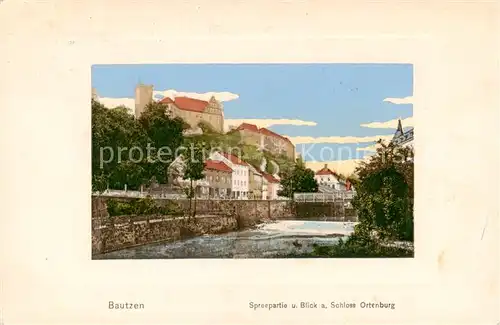 AK / Ansichtskarte 73805482 Bautzen Spreepartie und Blick auf Schloss Ortenburg Bautzen