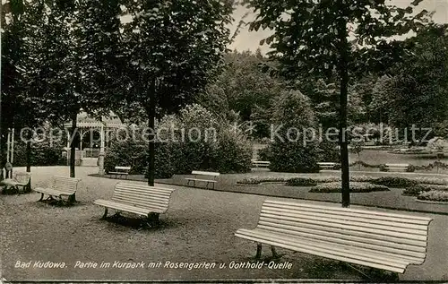 AK / Ansichtskarte 73805511 Bad_Kudowa_Kudowa-Zdroj_Niederschlesien_PL Partie im Kurpark mit Rosengarten und Gotthold Quelle 