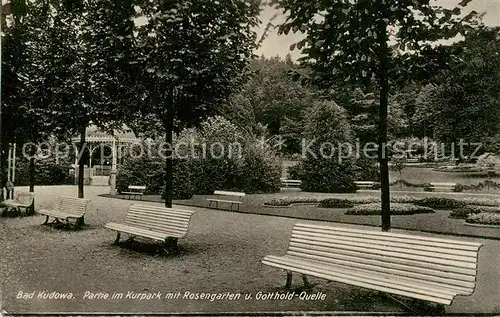 AK / Ansichtskarte  Bad_Kudowa_Kudowa-Zdroj_Niederschlesien_PL Partie im Kurpark mit Rosengarten und Gotthold Quelle 