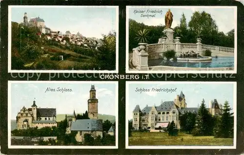 AK / Ansichtskarte  Cronberg_Kronberg_Taunus Kaiser Friedrich Denkmal Altes Schloss Friedrichshof 