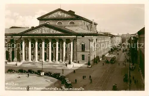 AK / Ansichtskarte 73805548 Muenchen Nationaltheater mit Maximilianstrasse und Maximilianeum Muenchen