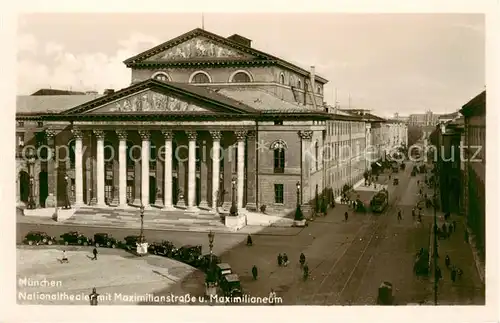 AK / Ansichtskarte  Muenchen Nationaltheater mit Maximilianstrasse und Maximilianeum Muenchen