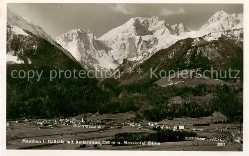 AK / Ansichtskarte  Mauthen_Koetschach-Mauthen im Gailtal mit Kellerwand und Mosskofel 