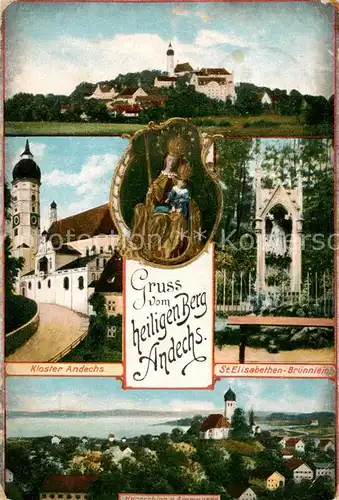 AK / Ansichtskarte  Andechs Kloster Andechs St Elisabethen Bruennlein Panorama Andechs