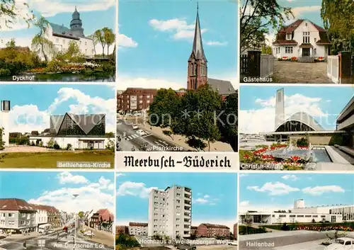 AK / Ansichtskarte  Buederich_Duesseldorf Dyckhof Bethlehems Kirche Am Deutschen Eck Pfarrkirche Gaestehaus Christus Kirche Hallenba Hochhaus Buederich Duesseldorf