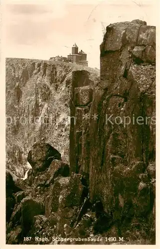 AK / Ansichtskarte 73805630 Schneegrubenbaude_Riesengebirge_PL Hochgebirgsbaude Felsen 