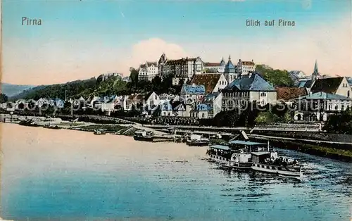 AK / Ansichtskarte  Pirna Blick ueber die Elbe zur Stadt Dampfer Pirna