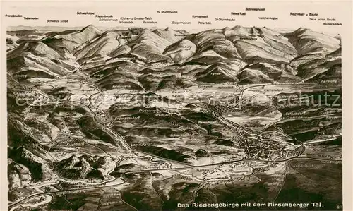 AK / Ansichtskarte  Hirschberg_Riesengebirge_Jelenia_Gora_PL Panorama Riesengebirge mit dem Hirschberger Tal aus der Vogelperspektive 