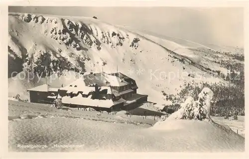 AK / Ansichtskarte  Hampelbaude_Schronisko_Strzecha_Akademicka_PL Bergbaude im Riesengebirge Winterpanorama 