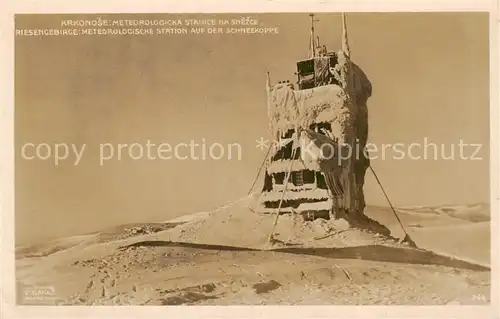 AK / Ansichtskarte  Schneekoppe_Snezka_CZ Meteorologische Station Riesengebirge im Winter 