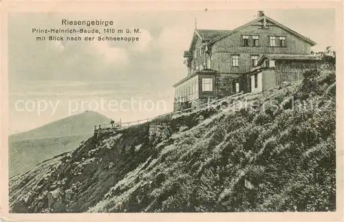 AK / Ansichtskarte 73805710 Riesengebirge_Boehmischer_Teil Prinz Heinrich Baude mit Schneekoppe 