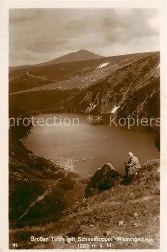 AK / Ansichtskarte  Riesengebirge_Schlesischer_Teil Grosser Teich mit Schneekoppe 